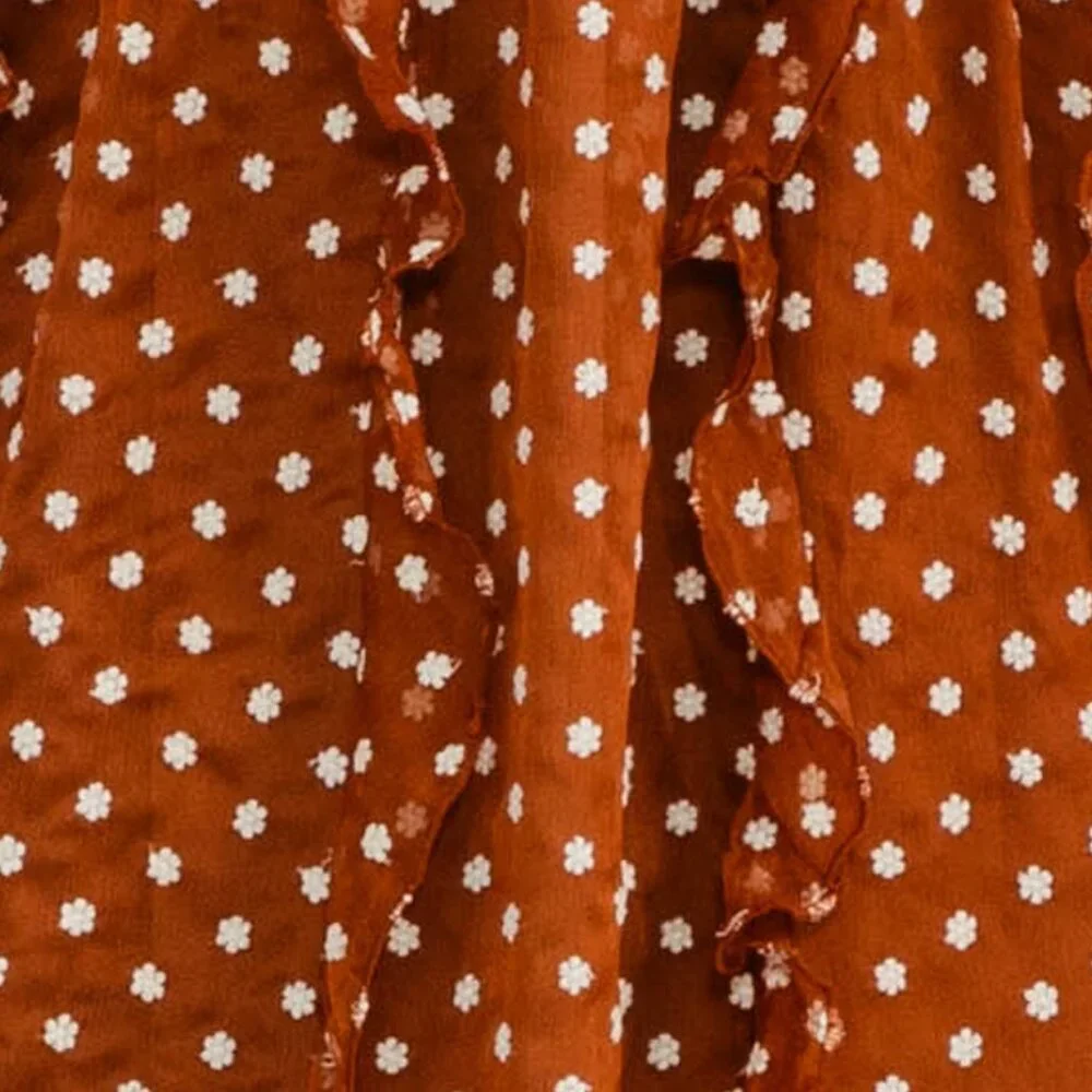 Embroidered flower ruffle maxi dress- Back smocking, ruffled skirt - Picture 13 of 13